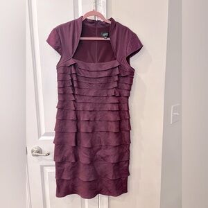 Adrianna Papell Plum Tiered Formal Dress